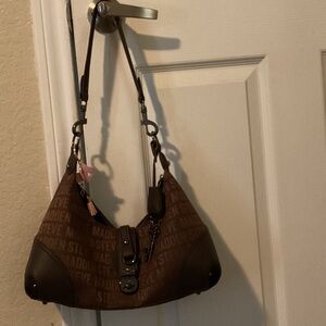 Steve Madden Brown Logo Shoulder Bag with Dark Trim